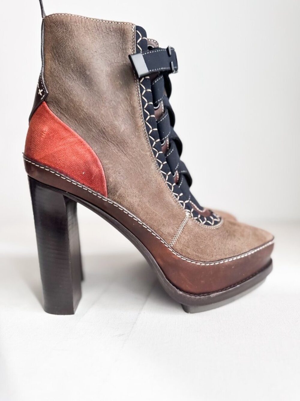 Rag and Bone Multicolor Block Heel Lace up Booties 39 - Picture 2 of 10